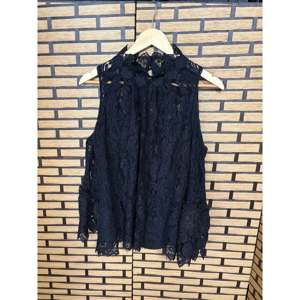 Romans Black Lace‎ Cold Shoulder Blouse Size 12W